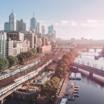 Aerial view of Melbourne's CBD and Yarra River in the morning