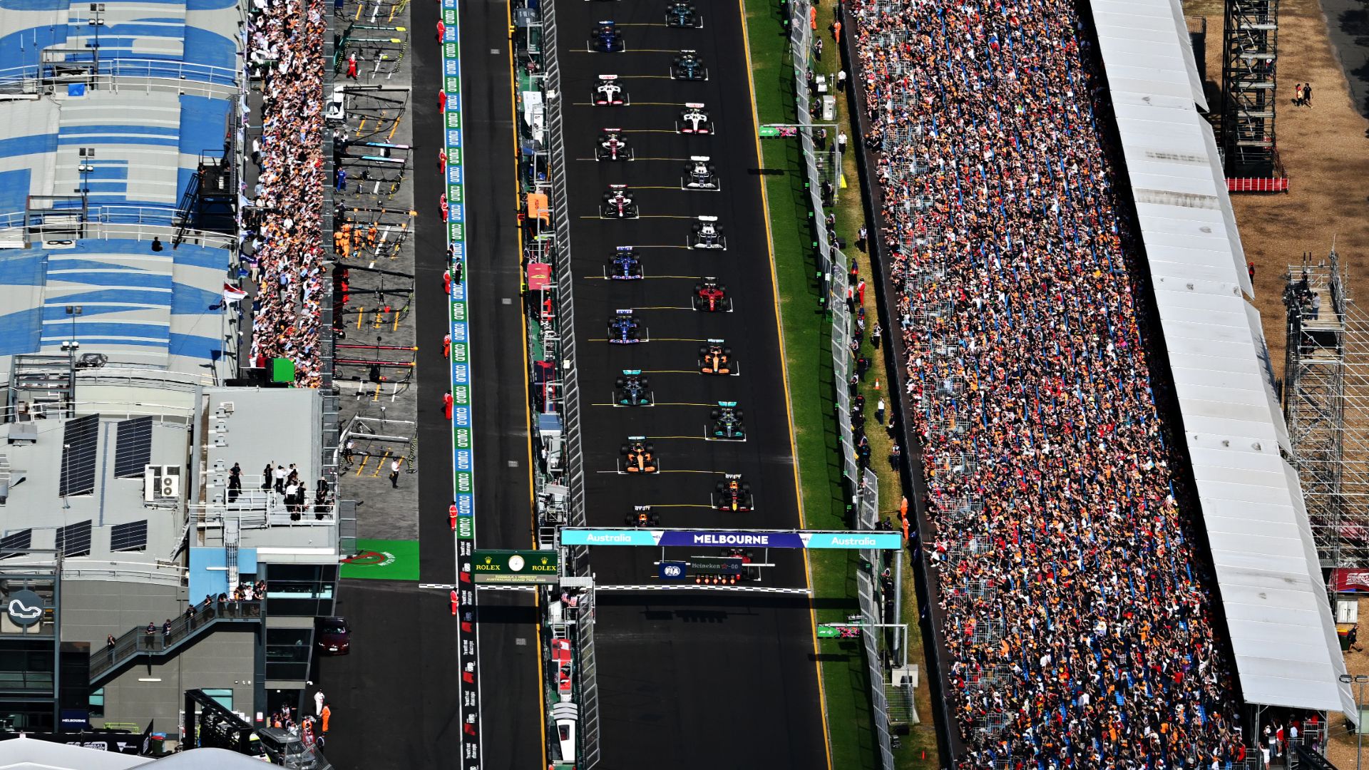 Aerial view of the start of the Australian Grand Prix