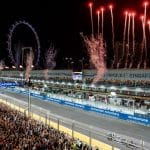 The fireworks display starts when the chequered flag is waved