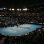 View of Rod Laver Arena at night