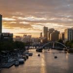 Aerial view over Yarra River, Melbourne