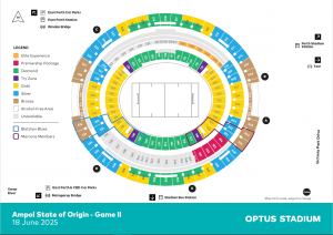 State of Origin 2025, Game 2, Perth, Optus Stadium Seating Map