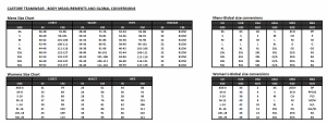 Castore Teamwear sizing chart